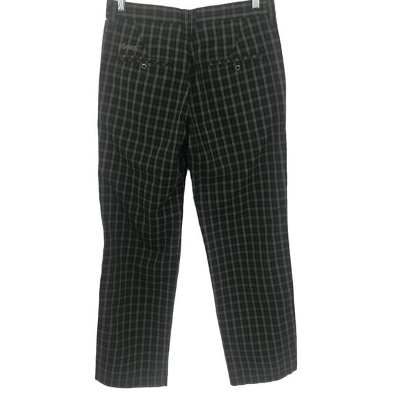 Vurt Mens Plaid Flat Front Straight Leg Chino Trousers Size 30 x 30 Black Gray - Picture 6 of 9